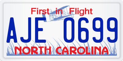 NC license plate AJE0699