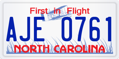 NC license plate AJE0761