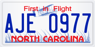 NC license plate AJE0977