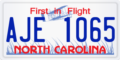 NC license plate AJE1065