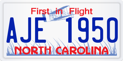 NC license plate AJE1950