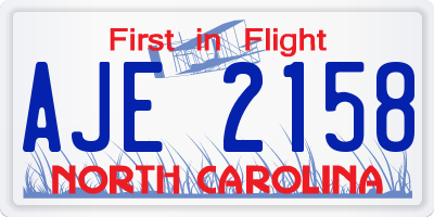 NC license plate AJE2158