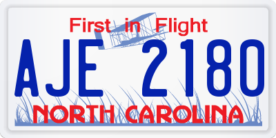NC license plate AJE2180