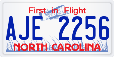 NC license plate AJE2256