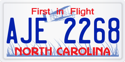 NC license plate AJE2268