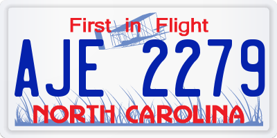 NC license plate AJE2279