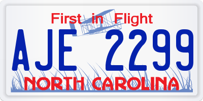 NC license plate AJE2299