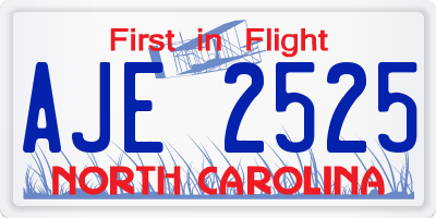 NC license plate AJE2525