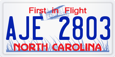 NC license plate AJE2803