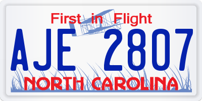 NC license plate AJE2807