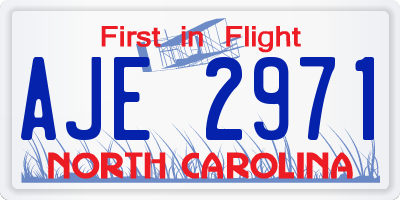 NC license plate AJE2971