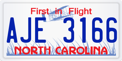 NC license plate AJE3166