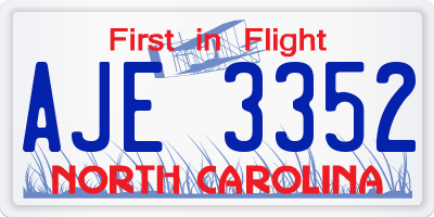 NC license plate AJE3352