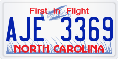NC license plate AJE3369