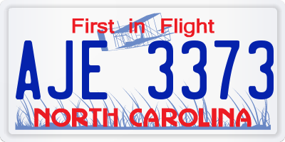 NC license plate AJE3373