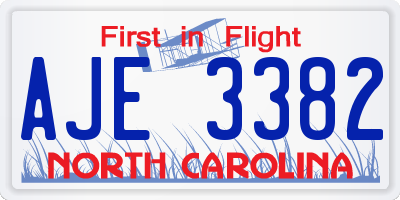 NC license plate AJE3382