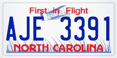NC license plate AJE3391