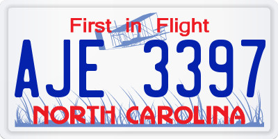 NC license plate AJE3397