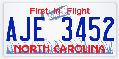 NC license plate AJE3452