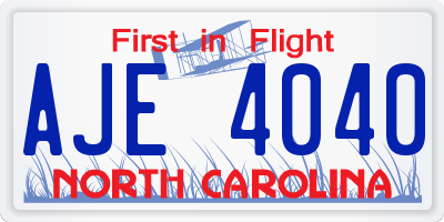 NC license plate AJE4040