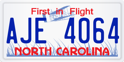 NC license plate AJE4064
