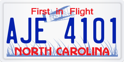 NC license plate AJE4101