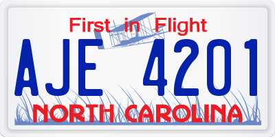 NC license plate AJE4201