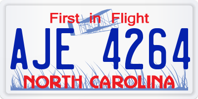NC license plate AJE4264