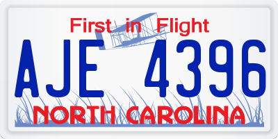 NC license plate AJE4396