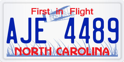 NC license plate AJE4489