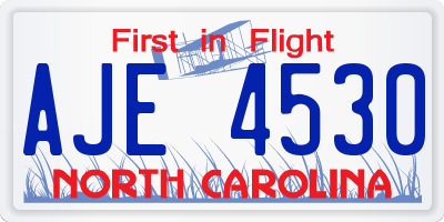 NC license plate AJE4530