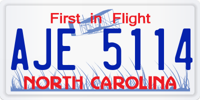 NC license plate AJE5114