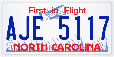 NC license plate AJE5117