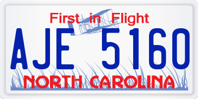 NC license plate AJE5160