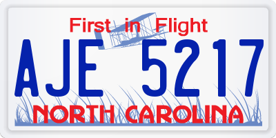 NC license plate AJE5217