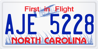 NC license plate AJE5228