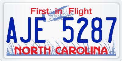 NC license plate AJE5287