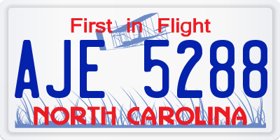 NC license plate AJE5288
