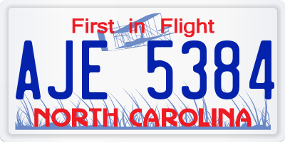 NC license plate AJE5384
