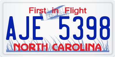 NC license plate AJE5398