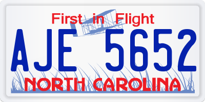 NC license plate AJE5652
