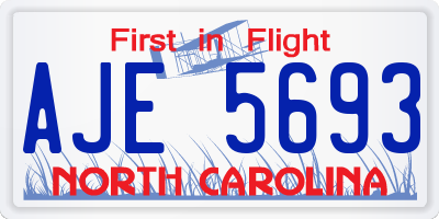 NC license plate AJE5693