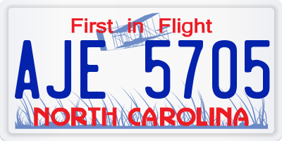 NC license plate AJE5705