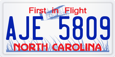 NC license plate AJE5809