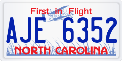 NC license plate AJE6352