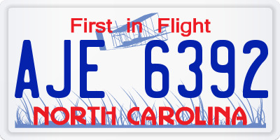 NC license plate AJE6392