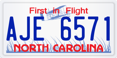 NC license plate AJE6571