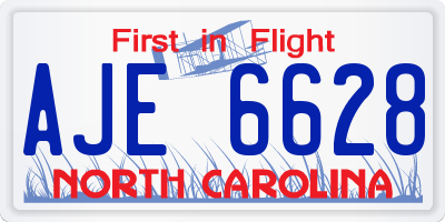 NC license plate AJE6628