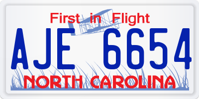 NC license plate AJE6654
