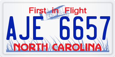 NC license plate AJE6657